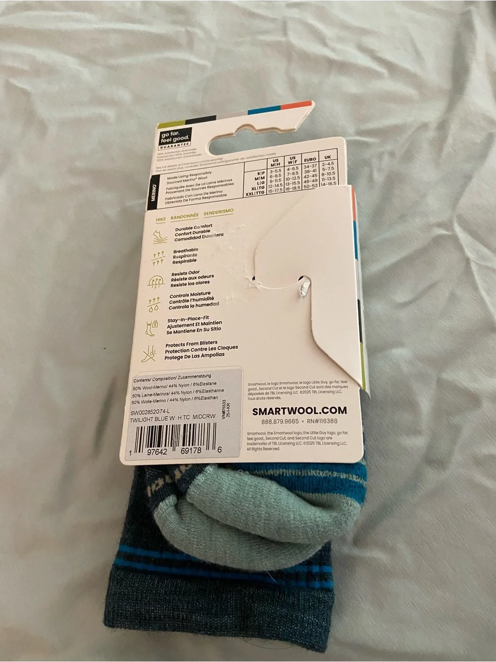 Smartwool Women's Hike Merino Crew Socks - Dark Teal with Light Aqua Accents
